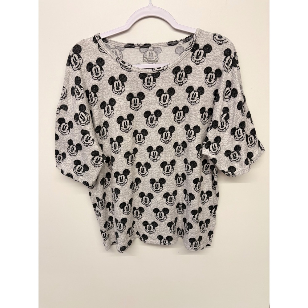 90s Vibe Disneycore Cartoon Mickey Mouse All Over Print Disney Top Women Gray
